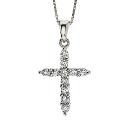 Womens / CT. T.W. Mined White Diamond 14K Gold Cross Pendant Necklace