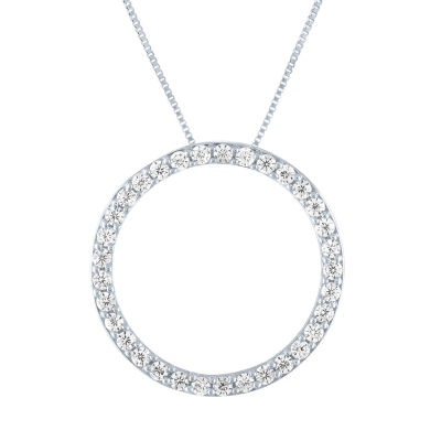 Womens 1/3 CT. T.W. Lab Grown White Diamond 10K White Gold Pendant Necklace