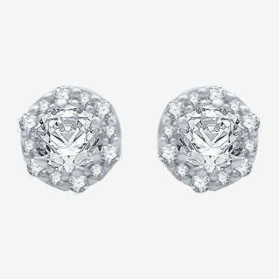 Ever Star (H-I / I1) 1 CT. T.W. Lab Grown White Diamond 10K White Gold 7.6mm Round Stud Earrings
