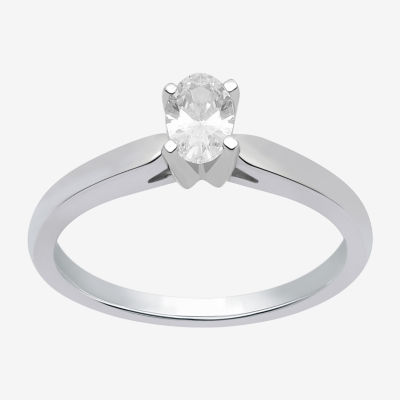 I Said Yes (H-I / Si2-I1) Womens 1/2 CT. T.W. Lab Grown White Diamond Sterling Silver Oval Solitaire Engagement Ring