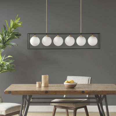 INK+IVY Helena 6-Light Frosted Glass Globe Linear Chandelier