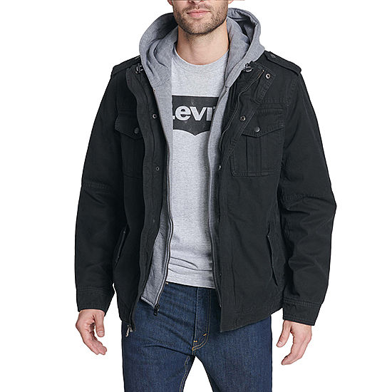 Levi's DARK BROWN Men's Faux Leather Fleece Hood Lining Trucker Jacket  Large 