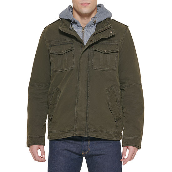 Levi's Mens Hooded Sherpa Lined Removable Hood Midweight Field Jacket ...