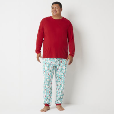 North Pole Trading Co. Mens Big Crew Neck Long Sleeve 2-pc. Pant Pajama Set