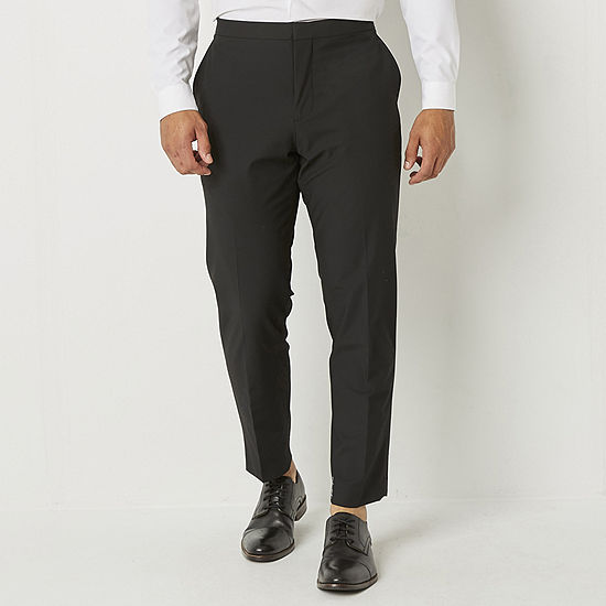 J. Ferrar Crop Ankle Mens Slim Fit Tuxedo Pants, Color: Black - JCPenney