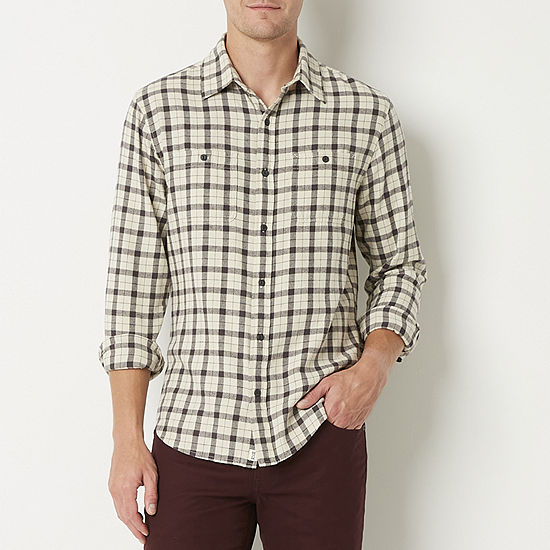 mutual weave Mens Long Sleeve Easy-on + Easy-off Adaptive Regular Fit Flannel Shirt