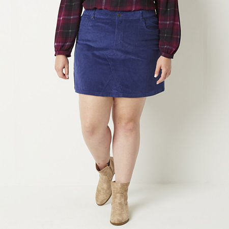 Frye and Co. Womens Mid Rise Denim Skirt-Plus, 18w , Blue