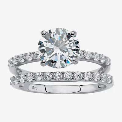 DiamonArt® Womens 2 1/2 CT. T.W. White Cubic Zirconia 10K Gold Round Bridal Set