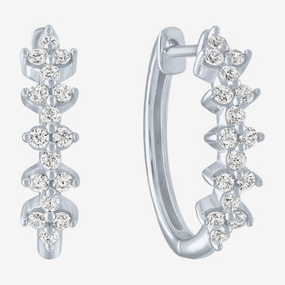 (G-H / Si2-I1) Womens 1/3 CT. T.W. Lab Grown Diamond 10K White Gold 16mm Hoop Earrings