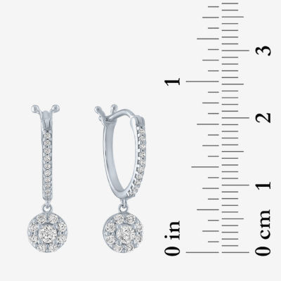 (G-H / Si2-I1) 1/3 CT. T.W. Lab Grown Diamond 10K White Gold 18.5mm Hoop Earrings