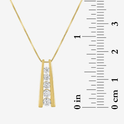 5-Stone Ladder Style (G-H / Si2-I1) Womens 1/3 CT. T.W. Lab Grown White Diamond 10K Gold 18 Inch Pendant Necklace