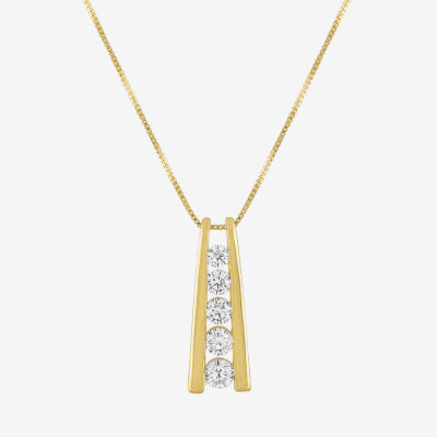 5-Stone Ladder Style (G-H / Si2-I1) Womens 1/3 CT. T.W. Lab Grown White Diamond 10K Gold 18 Inch Pendant Necklace