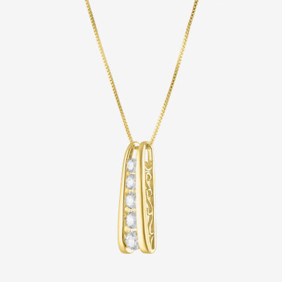 5-Stone Ladder Style (G-H / Si2-I1) Womens 1/3 CT. T.W. Lab Grown White Diamond 10K Gold 18 Inch Pendant Necklace