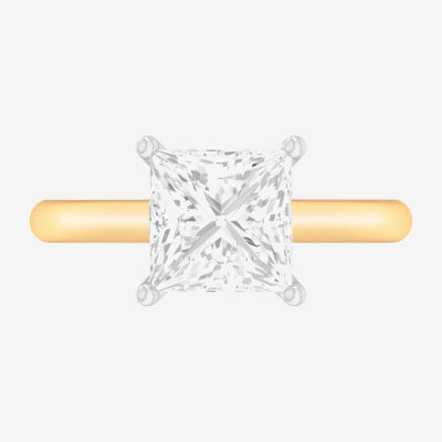 Solitaire Ring (G-H / Si1-Si2) Womens 2 CT. T.W. Lab Grown White Diamond 14K Gold Princess Solitaire Engagement Ring