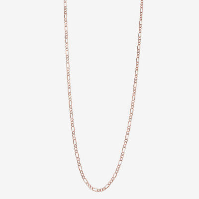 Unisex Adult 14K Rose Gold 24 Inch Figaro Chain Necklace