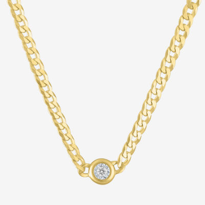 Yes,Please! (G-H / Si2-I1) Womens Diamond Accent Lab Grown White Diamond 14K Gold Over Silver Sterling Silver Round Pendant Necklace