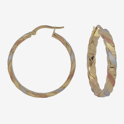 14K Tri-Color Gold 35mm Hoop Earrings
