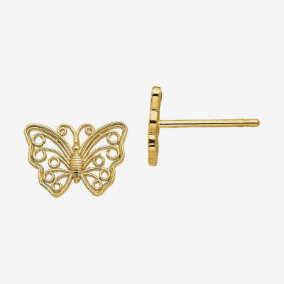 14K Gold 7mm Butterfly Stud Earrings