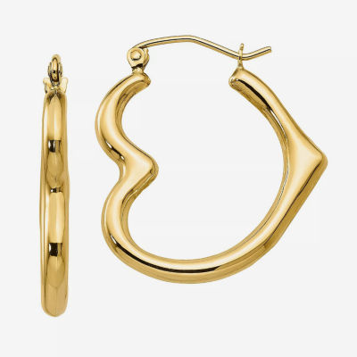 10K Gold 26mm Heart Hoop Earrings