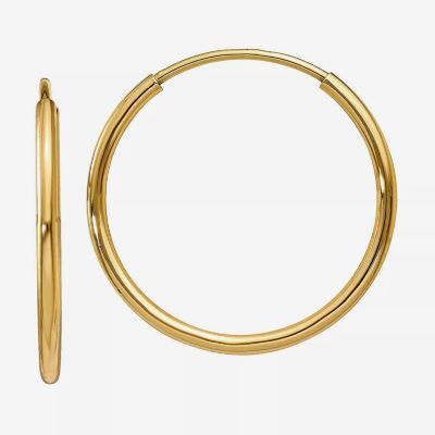 14K Gold 17mm Round Hoop Earrings