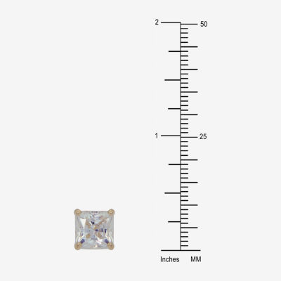 White Cubic Zirconia 14K Gold 8mm Stud Earrings