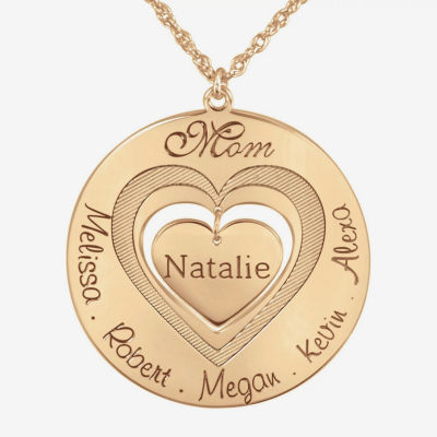 Personalized "Mom" with Child Names around Heart Pendant Necklace