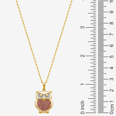 Owl Womens 18K Gold Over Silver Pendant Necklace