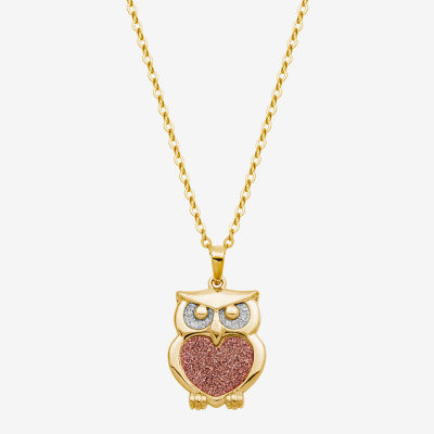 Owl Womens 18K Gold Over Silver Pendant Necklace