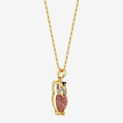 Owl Womens 18K Gold Over Silver Pendant Necklace