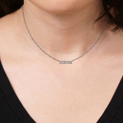 "Mama" Womens 1/2 CT. T.W. Cubic Zirconia Sterling Silver Paperclip Pendant Necklaces