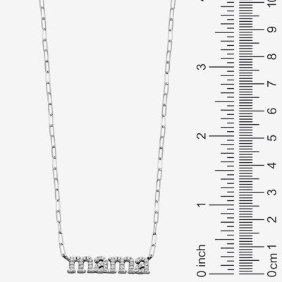 "Mama" Womens 1/2 CT. T.W. Cubic Zirconia Sterling Silver Paperclip Pendant Necklaces