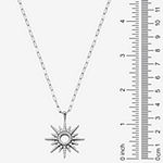 Womens 7/8 CT. T.W. Cubic Zirconia Sterling Silver Sunburst Pendant Necklace