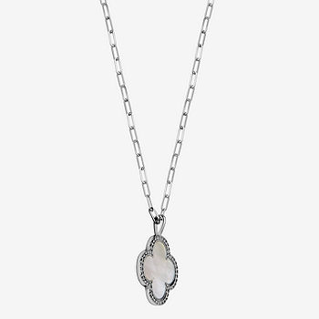 Pave Clover Necklace Mother of Pearl / Sterling Silver