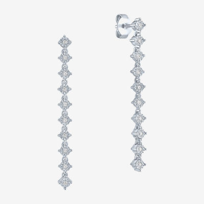 (G-H / Si2-I1) 1/10 CT. T.W. Lab Grown White Diamond Sterling Silver Drop Earrings