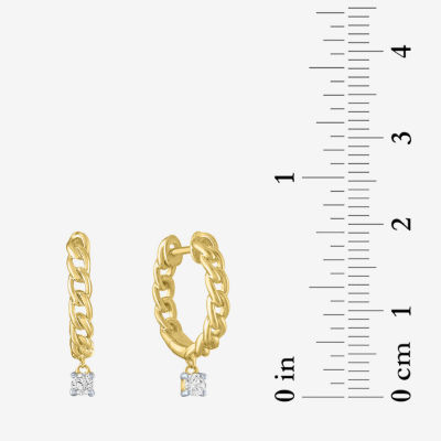 Diamond Addiction (G-H / Si2-I1) Womens 1/10 CT. T.W. Lab Grown White Diamond 14K Gold Over Silver 14.2mm Hoop Earrings