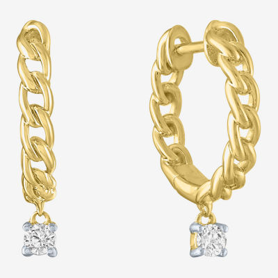 Diamond Addiction (G-H / Si2-I1) 1/10 CT. T.W. Lab Grown White Diamond 14K Gold Over Silver 14.2mm Hoop Earrings