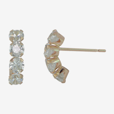 Gold Close Out Lab Created Cubic Zirconia 10K Gold 16mm Square Stud Earrings