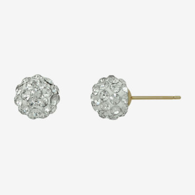 Gold Close Out 1 CT. Genuine White Crystal 14K Gold 6mm Round Stud Earrings