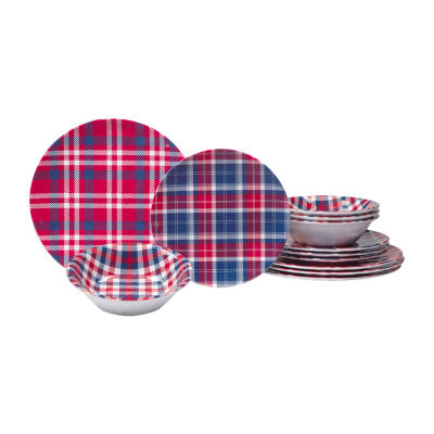 Certified International Patriotic Plaid 12-pc. Melamine Dinnerware Set