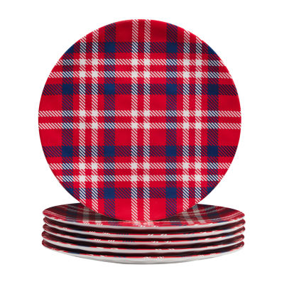 Certified International Patriotic Plaid 6-pc. Melamine Dinner Plate