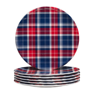 Certified International Patriotic Plaid 6-pc. Melamine Salad Plate