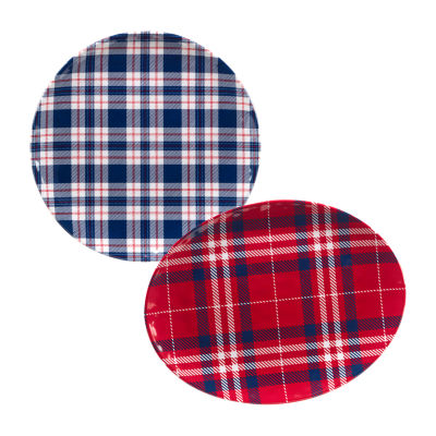 Certified International Patriotic Plaid 2-pc. Melamine Serving Platter