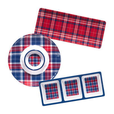 Certified International Patriotic Plaid 3-pc. Serving Sets