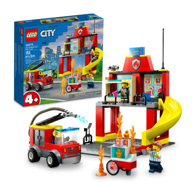 City Fire Station And Fire Truck Building Toy Set (153 Pieces)