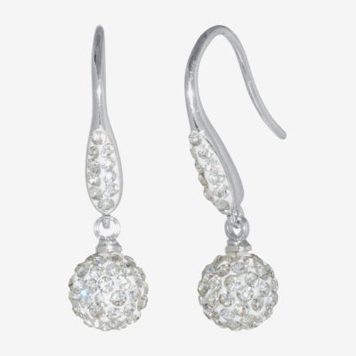 Sparkle Allure Womens Crystal Pure Silver Over Brass Drop Earrings
