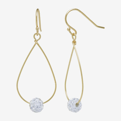 Silver Treasures Crystal 14K Gold Over Silver Drop Earrings