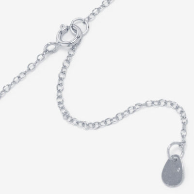 Silver Treasures Womens White Cubic Zirconia 16 Inch Strand Necklace