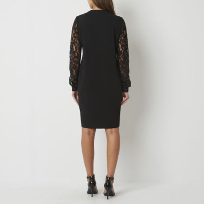 Black Label by Evan-Picone Womens Lace Long Sleeve Sheath Dress