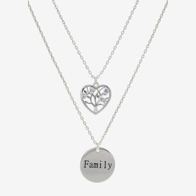 Sparkle Allure You & Me 2-pc. Cubic Zirconia Pure Silver Over Brass 16 Inch Link Heart Necklace Set