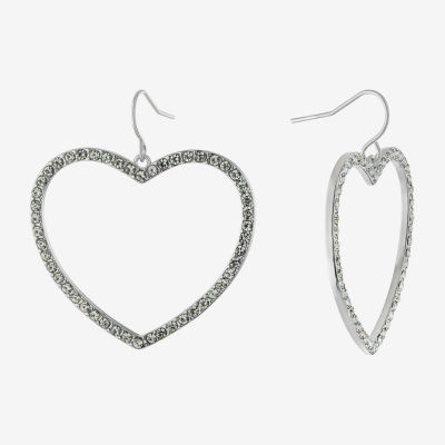 Sparkle Allure Crystal Pure Silver Over Brass Heart Drop Earrings